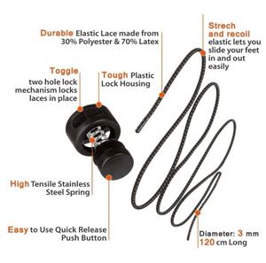 <b>Elastic</b> No Tie Shoe <b>Laces</b> Round Bungee Locking System Polyester Shoelace for Sport Shoe - Product Image 3