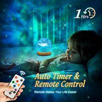 Lampe de Chevet LED Rechargeable 3-en-1 Effet Coucher de Soleil et Vague Océanique, Projecteur Nordique, Lampe Boule de Cristal à Télécommande Moderne – Offre Spéciale