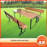 Ensemble de table et bancs pliants en bois robustes et portables pour pique-nique, 3 pièces, avec dossier, pour événements festifs en Europe