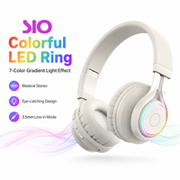 Casque audio Bluetooth 5.0 pliable avec éclairage LED coloré, stéréo, avec micro, pour filles, garçons et étudiants