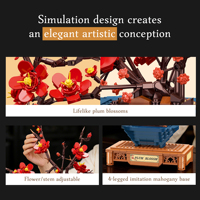 Set Blok Bangunan Plum Blossom DIY Model MOC Buket Dekorasi Desktop Hadiah Koleksi Dewasa Hari Ulang Tahun