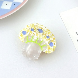 Pinza de Pelo con Forma de Hongo de Acetato Colorida y Linda para Mujer, Accesorios para el Cabello Hechos a Mano al Estilo Instagram - Product Image 4