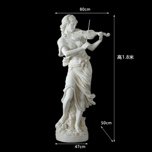 Statues personnalisées en fibre de verre des Quatre <span class=keywords><strong>Muses</strong></span>, ensemble de sculptures en résine représentant des dames musiciennes avec base haute pour la décoration de jardin - Product Image 2