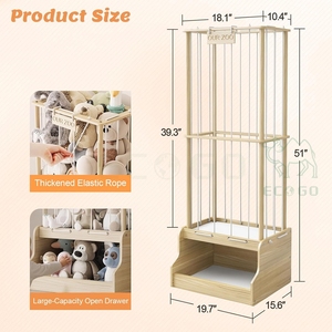 Playroom Standing Wooden Display <b>Rack</b> Stuffed Zoo Plush Animal <b>Storage</b> <b>Rack</b> Toy Organizer - Product Image 3