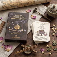 Cartes de culture aromatique personnalisées en gros, cartes éducatives OEM sur l'art et les senteurs de l'encens, coffret de collection avec boîte de style livre