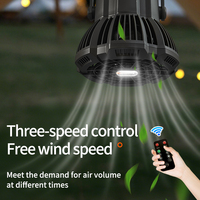 YOUKAIN Lampe à ventilateur électrique rechargeable avec lumière Batterie 5V Grande capacité 3 vitesses de contrôle pour une utilisation en extérieur