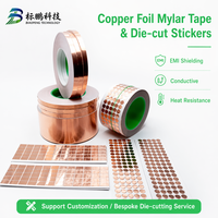 Ruban en cuivre Mylar simple face pour blindage EMI RFI, feuille de cuivre conductrice, ruban PET, épaisseur 0,05-0,1 mm, longueur 50 m