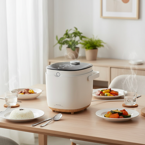 Cuociriso Automatico Mini a Basso Contenuto di Zuccheri 400W con Display LED Digitale, Rivestimento Antiaderente, Design Quadrato, Capacità 1.1-2L - Product Image 1