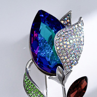 XILIANGFEIZI Broche en cristal tulipe de haute qualité, design de niche, accessoire de vêtement et de bijouterie, vente en gros