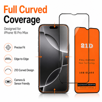 Protection d'écran incurvée 21D pour iPhone 16 17 18 Duo Pro Max, verre trempé HD transparent 10H, couverture intégrale