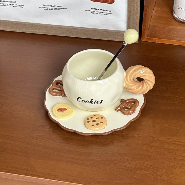Novelty Creative Strange Diner Mug Cookie Design Ceramic Tea Cup With Handle