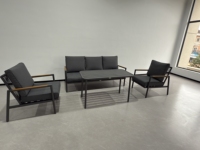 Ensemble de canapé d'extérieur moderne en aluminium 4 pièces pour jardin, villa et parc - Mobilier de patio durable avec coussins imperméables