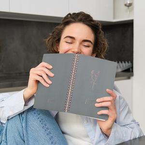 สมุดโน้ตแบบกำหนดเองราคาประหยัด ขนาดเล็ก ปกผ้า แบบสันห่วง ปฏิทินตั้งโต๊ะ วางแผนงาน จดบันทึก ไม่มีวันที่ รายสัปดาห์ แบบวางบนโต๊ะ ใช้กับ<span class=keywords><strong>คีย์บอร์ด</strong></span> - Product Image 2