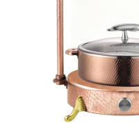 Lampe de restauration en acier inoxydable à motif martelé or rose pour réchauffer les aliments, réchaud commercial avec lampe pour restaurant