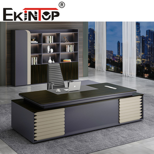 Ekintop Modular Custom Factory Custom High-end Diseño moderno en forma de L <span class=keywords><strong>Director</strong></span> Manager CEO Boss Desk - Product Image 3