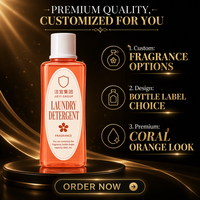 Lessive liquide en verre Orange Corail, format taille haute, parfum longue durée, fraîcheur, produits de nettoyage