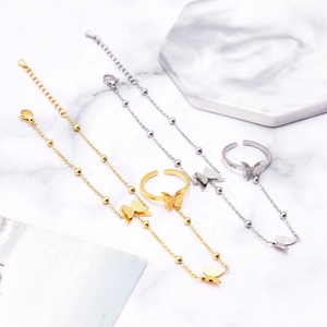 Anillo <span class=keywords><strong>de</strong></span> mano para mujer, pulsera con arnés, cadena con colgante <span class=keywords><strong>de</strong></span> concha <span class=keywords><strong>de</strong></span> mariposa, brazalete <span class=keywords><strong>de</strong></span> dedo esclavo - Product Image 5