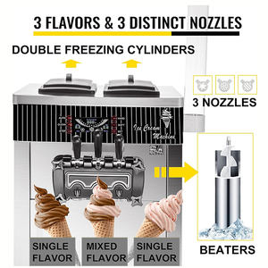 Máquina <span class=keywords><strong>de</strong></span> Helados Comercial con Certificación CE, <span class=keywords><strong>de</strong></span> Piso, Gran Producción 20-28L/H, 3 Sabores, Acero Inoxidable, Certificación Energy Star - Product Image 3