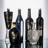 Bouteille de vodka à liqueur en verre opaque noir 1L avec logo