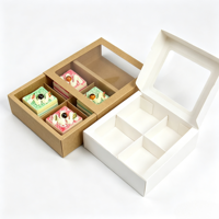 Boîte d'emballage pour cupcakes en papier kraft mat, biodégradable, recyclable, réutilisable, avec compartiments séparés de type tiroir, options personnalisées