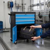 Armoire à outils mobile 3 tiroirs, double porte, chariot en acier verrouillable sur roulettes pour atelier, personnalisable OEM