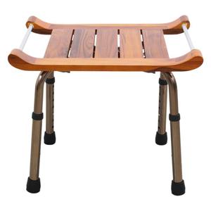 Maxhealth <b>Adjustable</b> Bath <b>Stool</b> Solid Wood Seat Aluminum Frame 7 <b>Height</b> Levels Bathroom Safety Equipment - Product Image 5