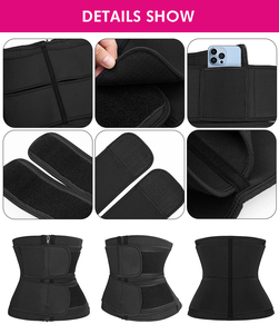 Wholesale Quality 2 Two Strap <b>Wrap</b> Body Shaper Gym Fitness Sauna Sweat Corset Black Double Belt Neoprene Waist Trainer With Pock - Product Image 4