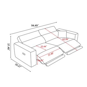 Sofá reclinable eléctrico de cuero gris claro personalizado, mueble de descanso cómodo para el hogar, para el descanso diario. - Product Image 3
