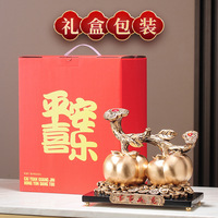 Figurine d'art populaire sculptée en résine époxy Persimmon Ruyi - Décoration d'intérieur chinoise de luxe léger, cadeau pour salon et meuble TV