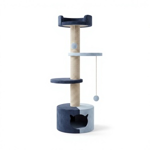 Arbre à chat Amistar Solid Safe de haute qualité à 4 niveaux en fausse fourrure, griffoir 'Marine Cottage' pour chats, chatons, toutes tailles et âges - Product Image 1