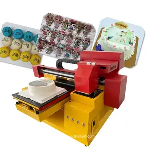 Alle In Een Voedingsmiddelen Flatbed Eetbare Printer Macaron Chocolade Automatische Cookies Koffie Snoep Printer