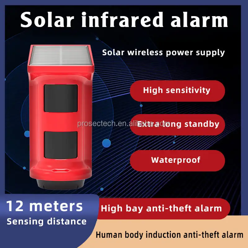 Strobe solare allarme di sicurezza sirena esterna Wireless 433mhz PIR solare rilevatore di movimento per casa/fattoria antifurto
