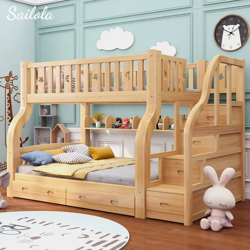Modern Children Bedroom Furniture Set Bunk Beds Kids Children Beds With Drawer Storage