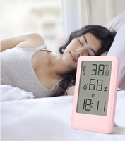 Jam Alarm Elektronik dengan Termometer dan Higrometer Ruangan, Layar LCD, Pengontrol Suhu dan Kelembapan, Mendukung OEM/ODM
