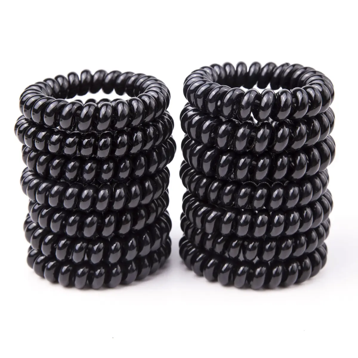 Telephone Wire Black Color Elastic Rubber Bands Hair Ties Ladies Plastic Rope Ponytail Holder