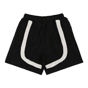 Shorts de sport décontractés pour la salle de sport, en laine peignée, avec cordon de serrage, 100% coton, respirant, tricoté, poids moyen, surdimensionné, pour hommes - Product Image 1
