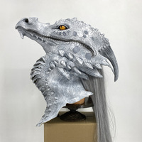 Masque en latex d'animal populaire 2025, accessoires de mascarade d'Halloween, masque de dinosaure, masque de dragon blanc