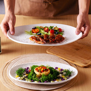 Plat <span class=keywords><strong>de</strong></span> service coréen et japonais au design unique pour mariage, Vajila Plato, motif blanc en relief, céramique, assiette à dîner irrégulière - Product Image 1