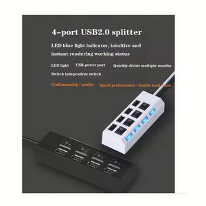 4Usb <b>Hub</b> Charger With Independent <b>Power</b> Switch Button Usb 2.0 <b>Hub</b> for Charging Desktop Laptop Extension for PC - Product Image 6