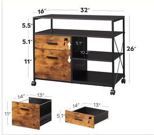 Gỗ vải bên hồ sơ tập tin Tủ 3 ngăn kéo di động cán máy in đứng với lưu trữ mở kệ - Product Image 3