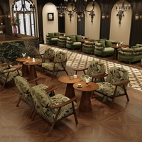 Canapés de restaurant en bambou de style occidental, ensembles de tables et chaises de café, mobilier personnalisable de style français vintage pour maisons d'hôtes et hôtels