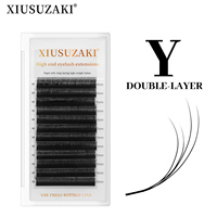 Extensions de cils en forme de W V Y, faux cils, tissage 2D-Y, individuels, noir mat, trèfle, double couche, Y 3D 4D