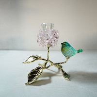 Chandelier en cristal d'art moderne, motif fleur et oiseau, support décoratif pour bougie de table à la maison