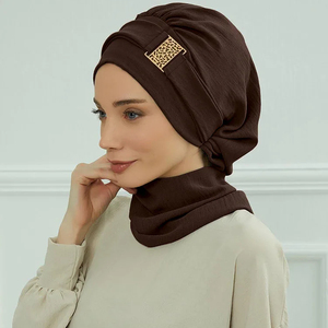 Expédition rapide 2024 nouveau islamique ethnique instantané Hijab écharpe arabe musulman <span class=keywords><strong>bandeau</strong></span> Turban Hijab avec accessoires en métal - Product Image 1