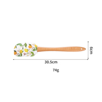 Spatule en silicone motif fleur drôle avec manche en bois grattoir de mélange de qualité alimentaire pour la cuisson et le sauté