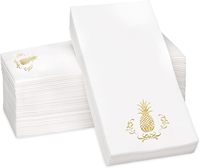 Serviettes de table jetables personnalisées 1 pli, effet lin blanc, 40x40cm, épaisses, en Airlaid imprimé, pliées, pour mariage et restaurant