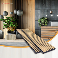 Paneles Acústicos de Listones de Madera Modernos, Tablero Insonorizante Ecológico de PET para Hoteles y Hogares