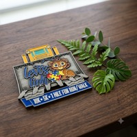 Medaglia Personalizzata per la Consapevolezza sull'Autismo con Cuore a Puzzle e Leone Cartoon, Premi per Eventi Educativi Speciali, Corsa e Camminata Benefica