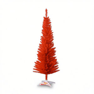 Árbol de Navidad artificial de 1.5 m, rojo, de plástico, para interiores, decoración para espacios pequeños - Product Image 1