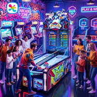 Funspace Nouveau Centre de Jeux d'Arcade à Monnayeur : Jeu de Hockey sur Glace, Simulateur de Curling, Machine à Tickets de Rédemption